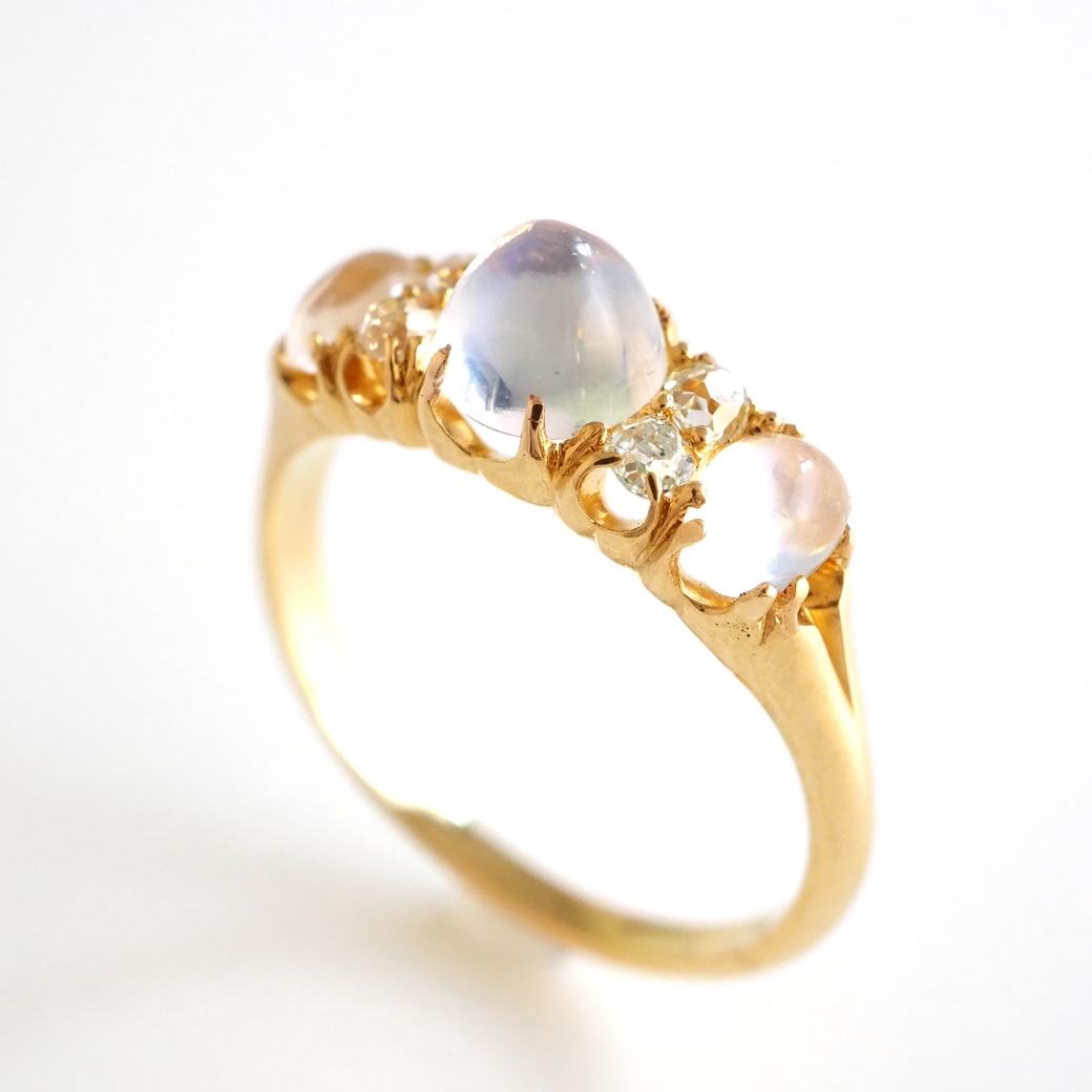 アンティークジュエリー リング ムーンストーン ダイヤモンド アンティークリング