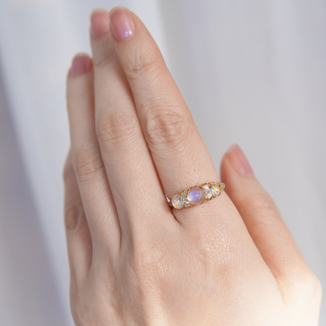 アンティークジュエリー リング ムーンストーン ダイヤモンド アンティークリング