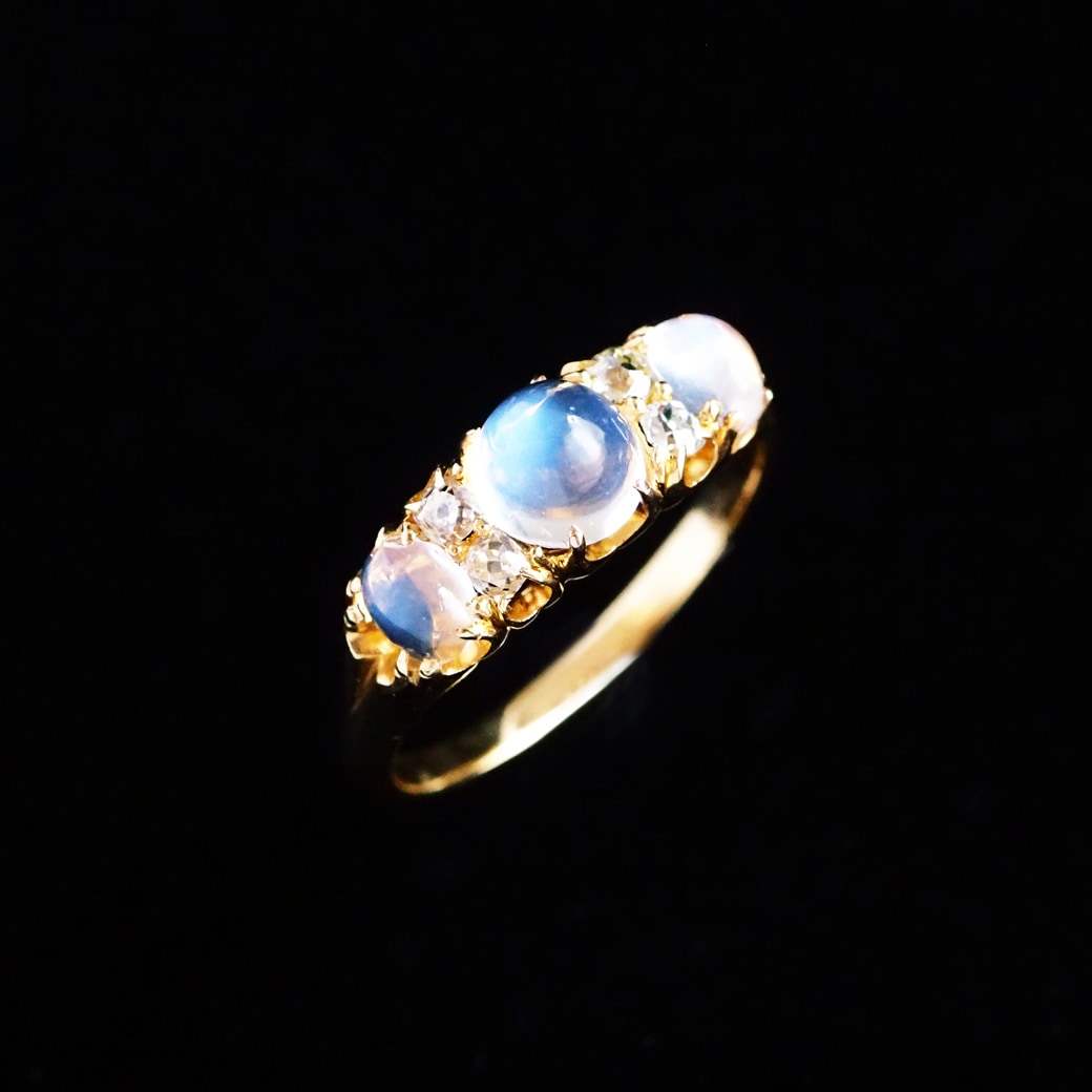 アンティークジュエリー リング ムーンストーン ダイヤモンド アンティークリング