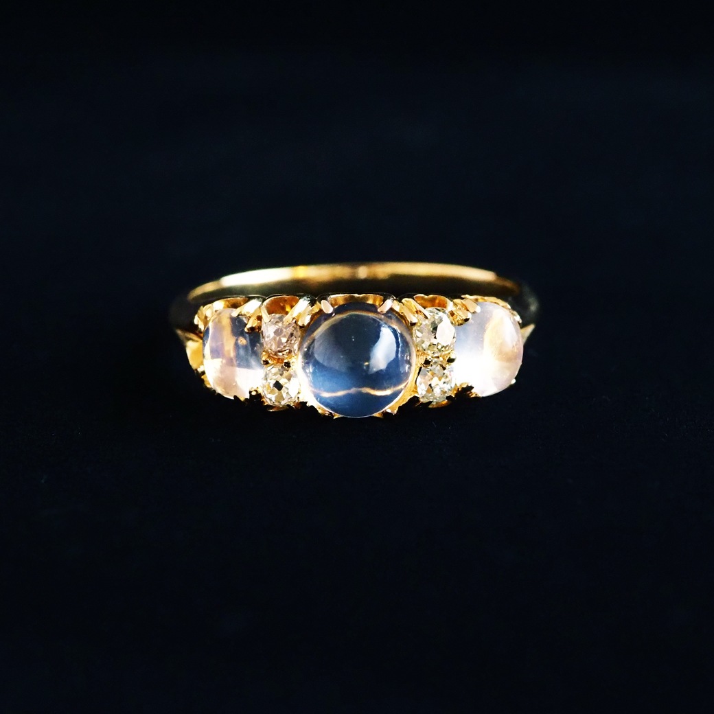 アンティークジュエリー リング ムーンストーン ダイヤモンド アンティークリング
