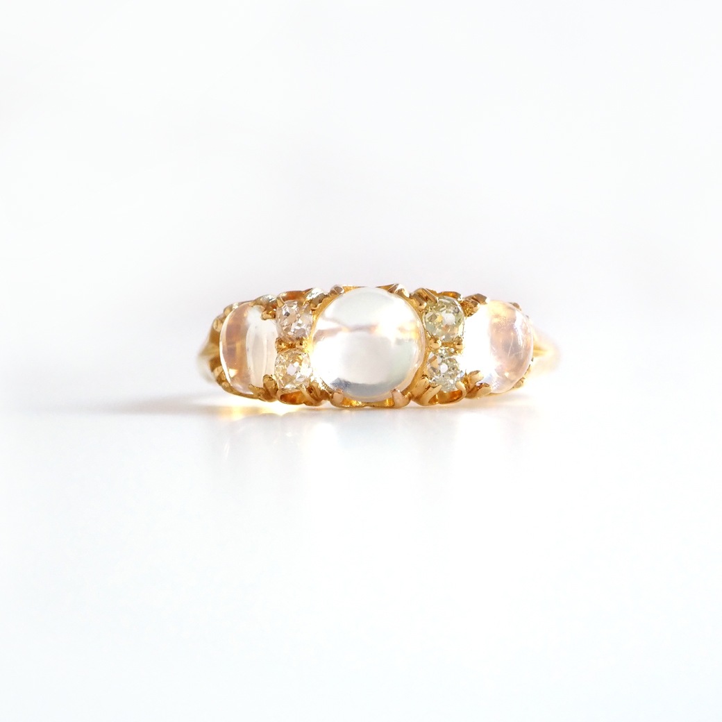 アンティークジュエリー リング ムーンストーン ダイヤモンド アンティークリング