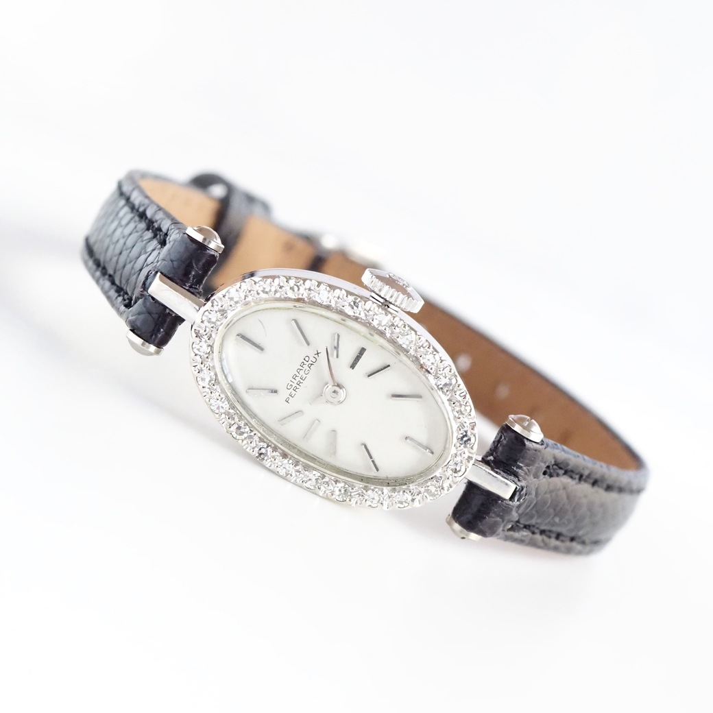 アンティークウォッチ ジラール・ペルゴ ダイヤモンドベゼル オーバル ホワイトゴールドケース