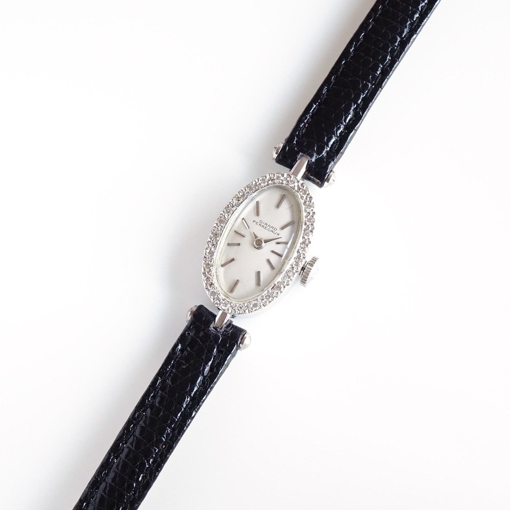 アンティークウォッチ ジラール・ペルゴ ダイヤモンドベゼル オーバル ホワイトゴールドケース