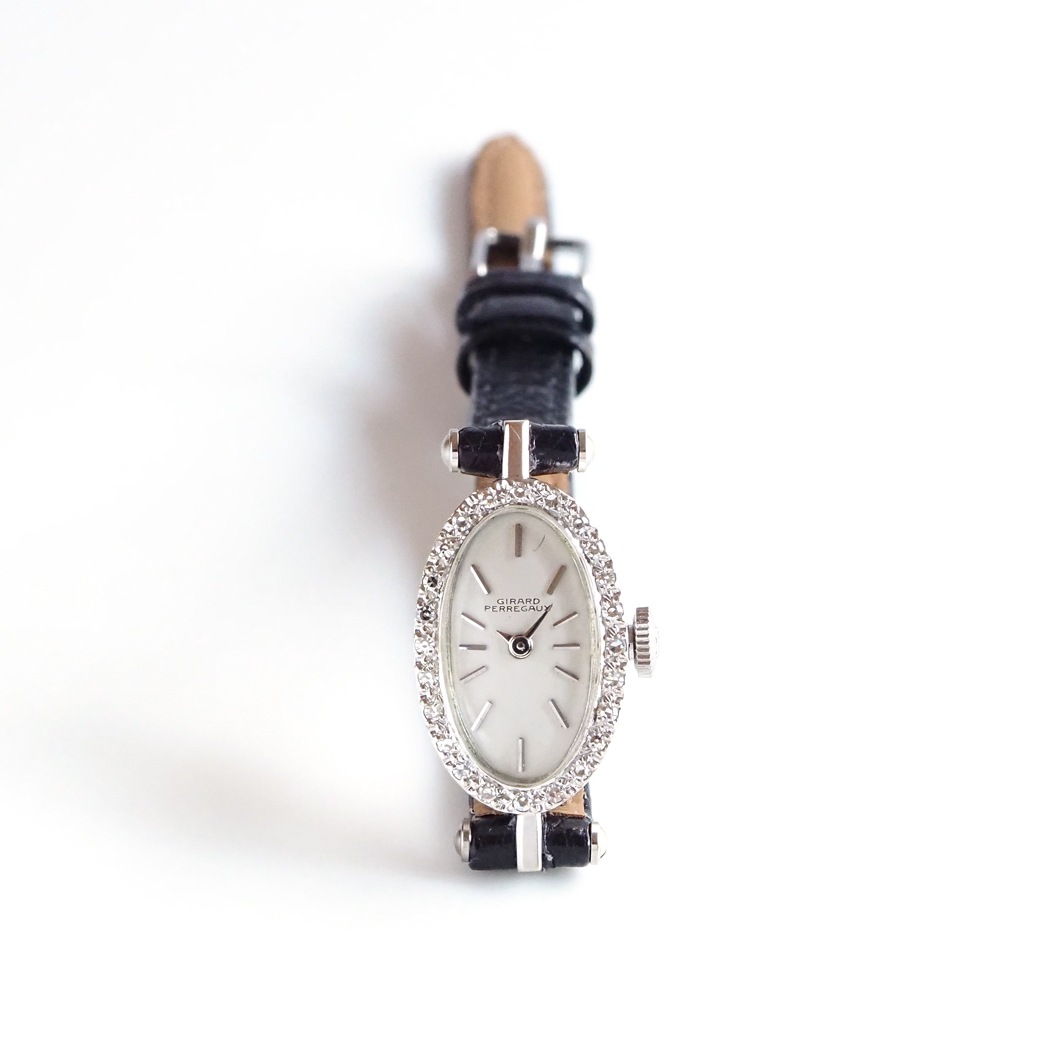 アンティークウォッチ ジラール・ペルゴ ダイヤモンドベゼル オーバル ホワイトゴールドケース