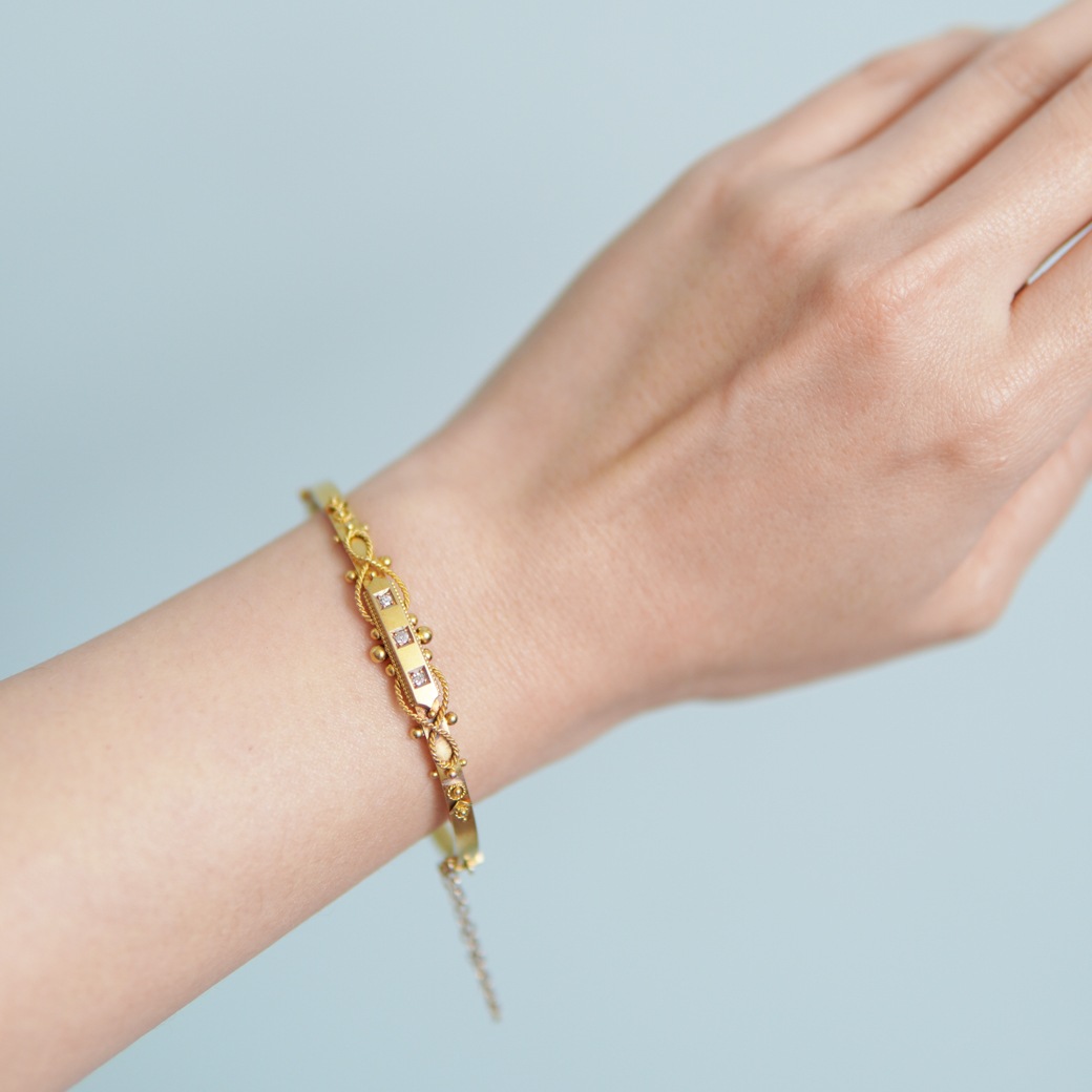 アンティークジュエリー ブレスレット ダイヤモンド ゴールド バングルブレスレット