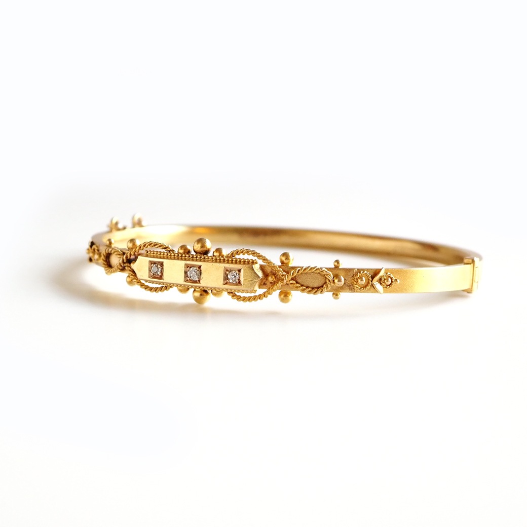 アンティークジュエリー ブレスレット ダイヤモンド ゴールド バングルブレスレット