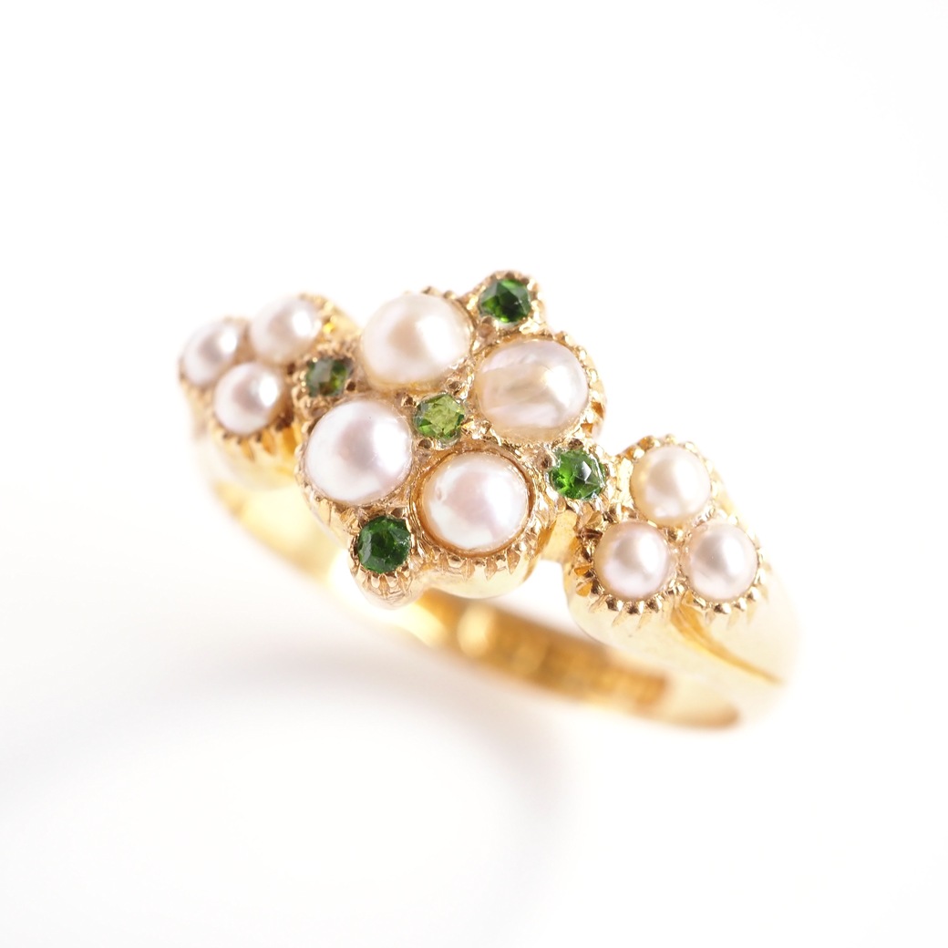 アンティークジュエリー リング パール デマントイドガーネット アンティークリング