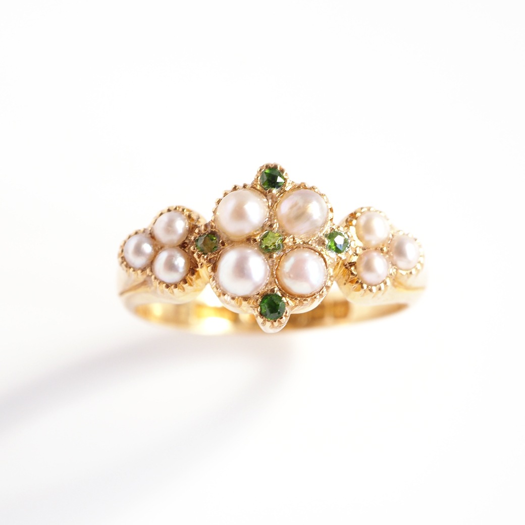 アンティークジュエリー リング パール デマントイドガーネット アンティークリング