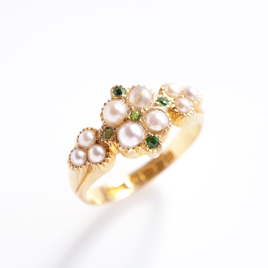 アンティークジュエリー リング パール デマントイドガーネット アンティークリング