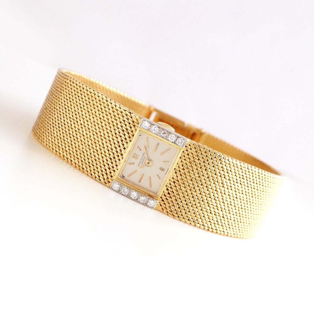 アンティークウォッチ パテック・フィリップ ダイヤモンドアクセント レクタンギュラー ゴールドケース ブレスレット