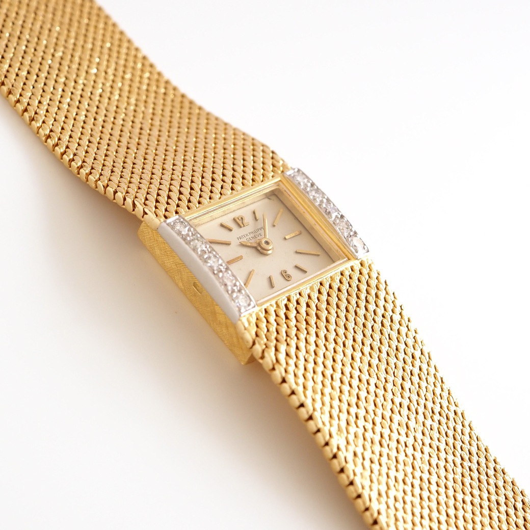 アンティークウォッチ パテック・フィリップ ダイヤモンドアクセント レクタンギュラー ゴールドケース ブレスレット