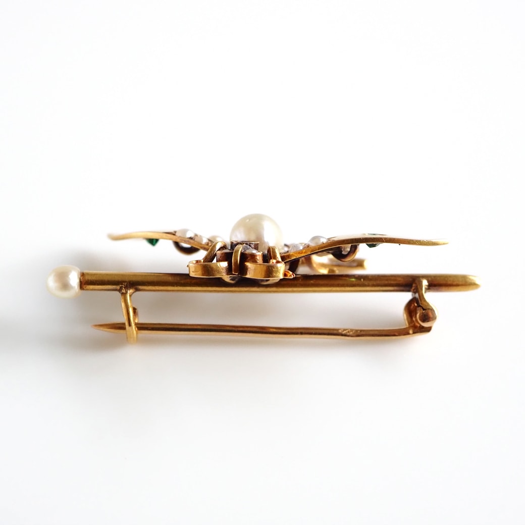 アンティークジュエリー アンティークブローチ ゴールド パール