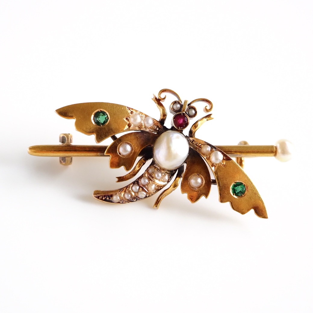 アンティークジュエリー アンティークブローチ ゴールド パール