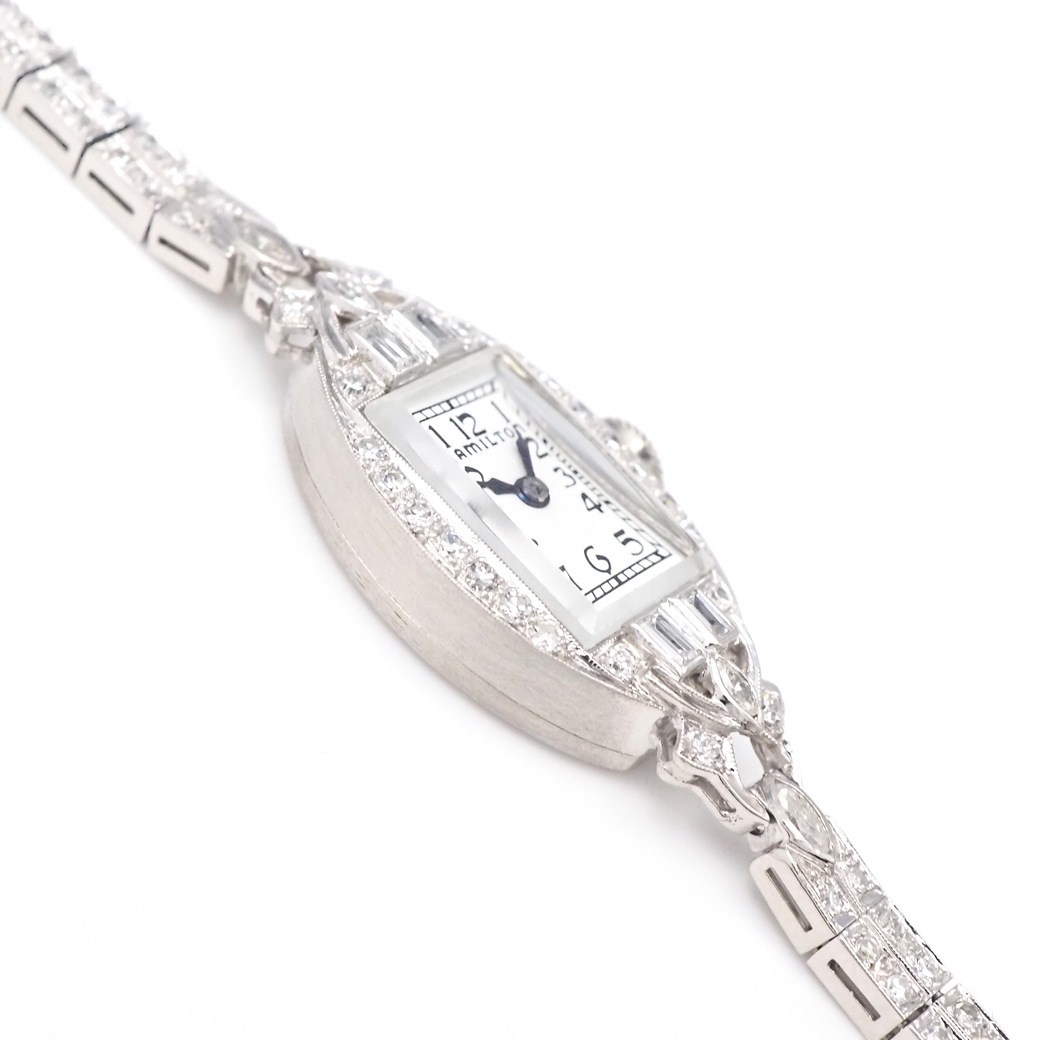 アンティークウォッチ ハミルトン ダイヤモンド装飾 トノープラチナケース ブレスレット