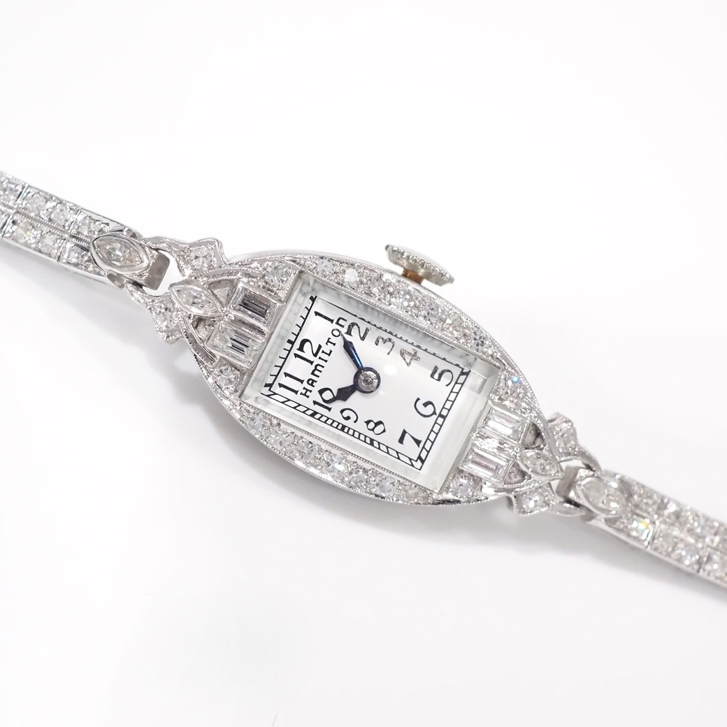 アンティークウォッチ ハミルトン ダイヤモンド装飾 トノープラチナケース ブレスレット