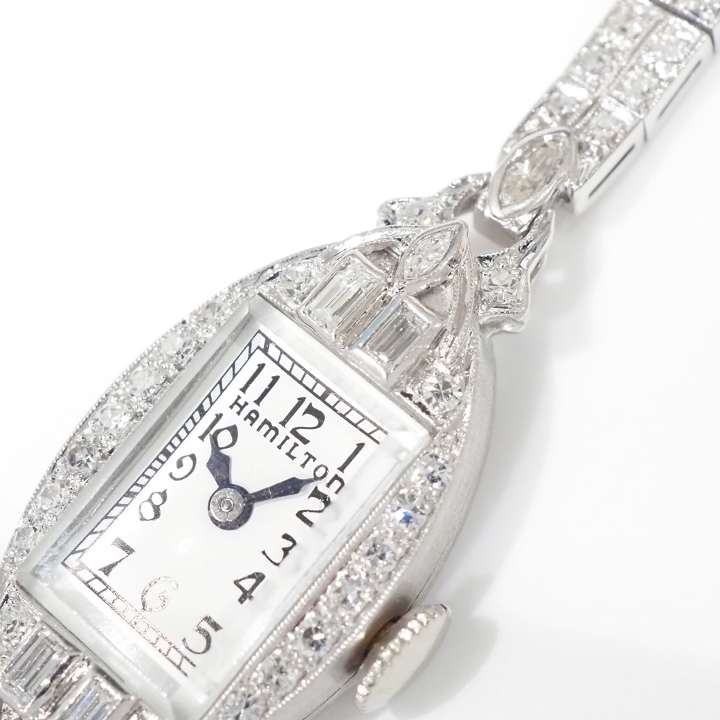 アンティークウォッチ ハミルトン ダイヤモンド装飾 トノープラチナケース ブレスレット