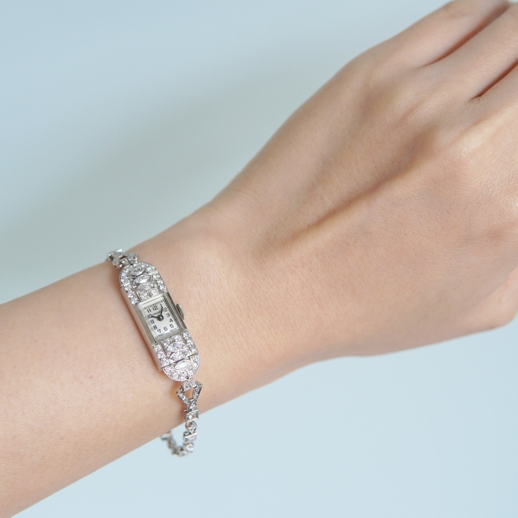 アンティークウォッチ ロンジン アール・デコ ダイヤモンド装飾 レクタンギュラーケース