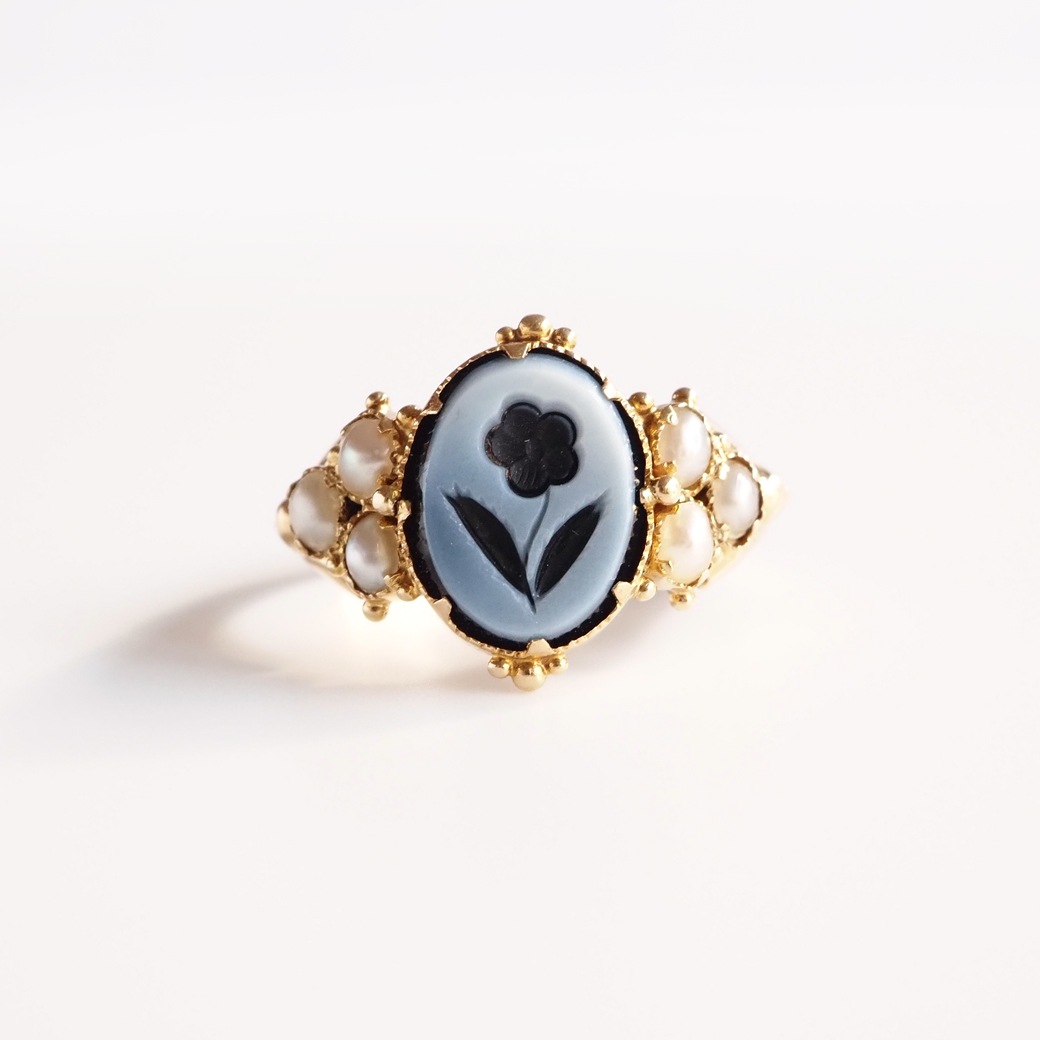 アンティークジュエリー アンティークリング アゲート インタリオ