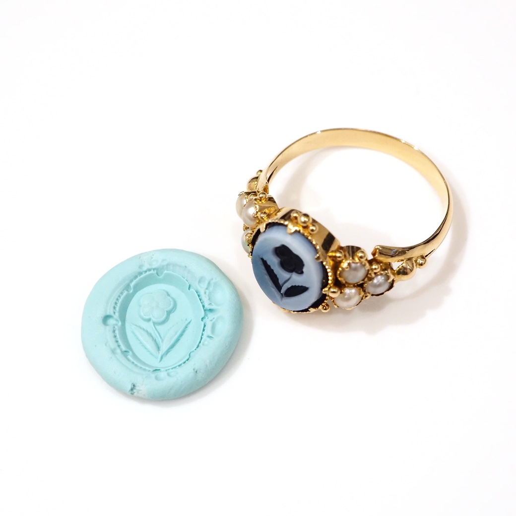 アンティークジュエリー アンティークリング アゲート インタリオ