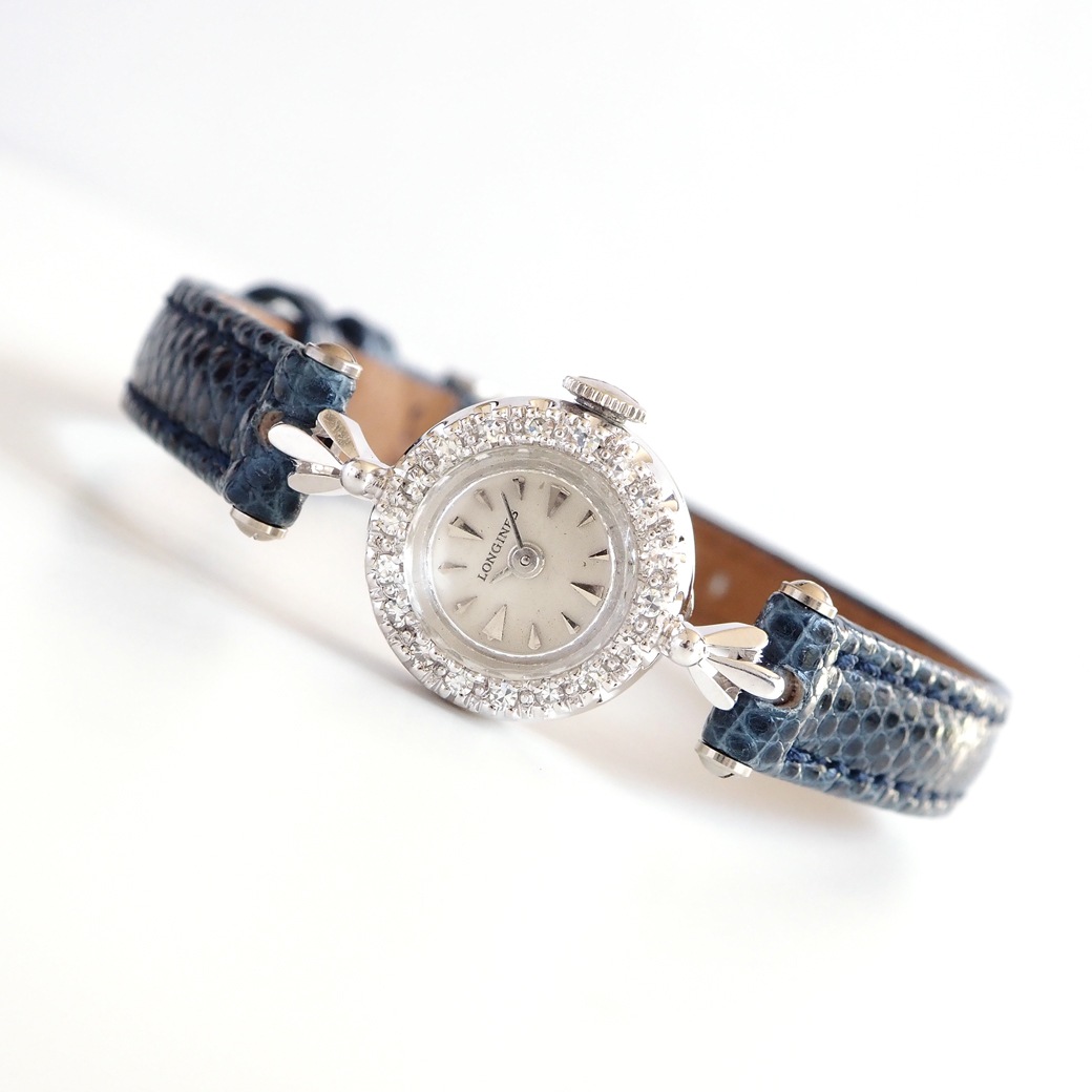 アンティークウォッチ ロンジン ダイヤモンベゼル ラウンド ホワイトゴールドケース