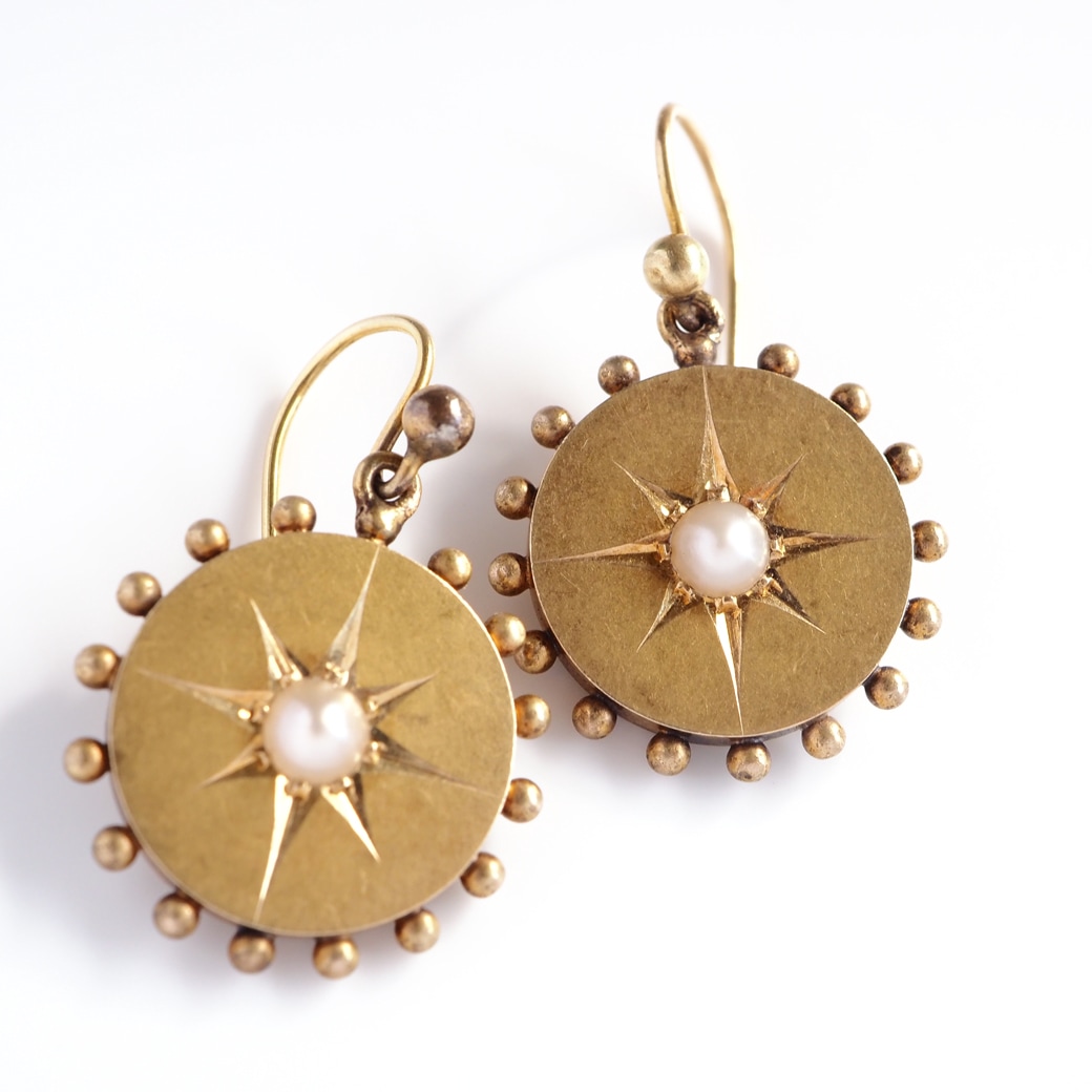 アンティークジュエリー イヤリング&ピアス ゴールド パール アンティークピアス