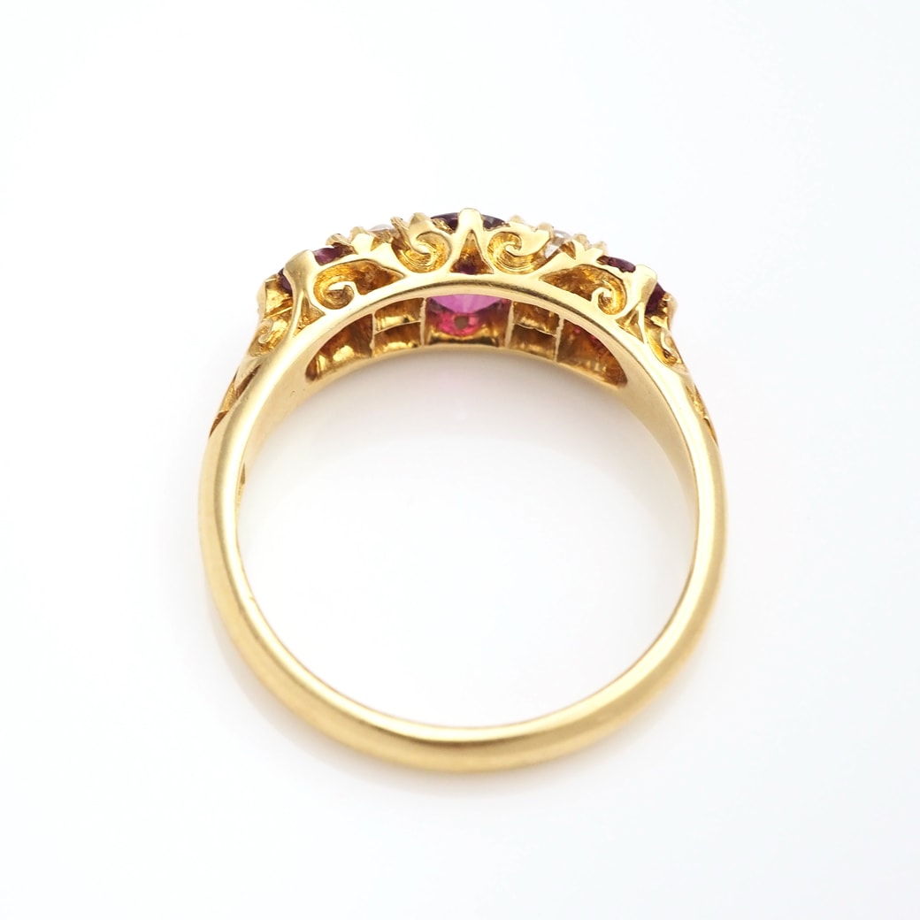 アンティークルビーリング フランス アンティーク リング K18 ルビー パール 1900年頃 ベル