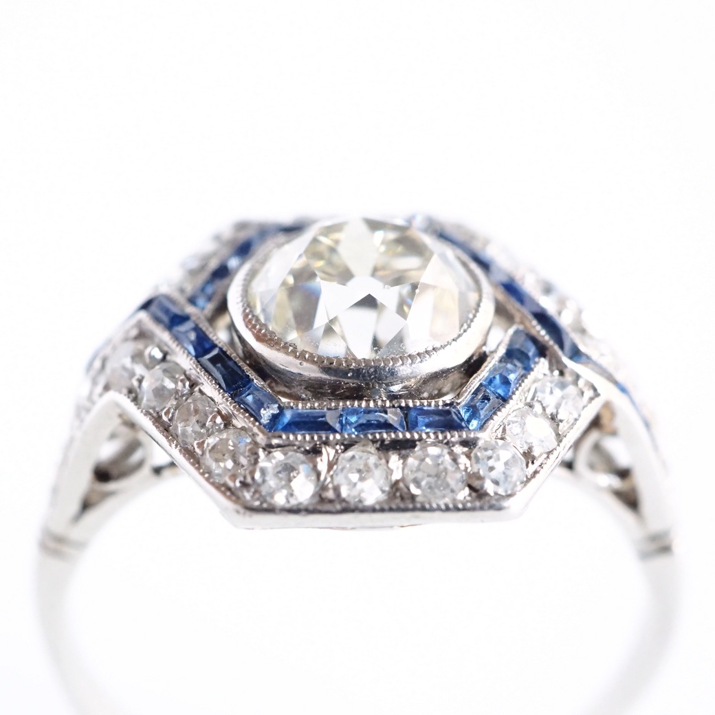 アンティークジュエリー リング ダイヤモンド サファイア アール・デコ アンティークリング