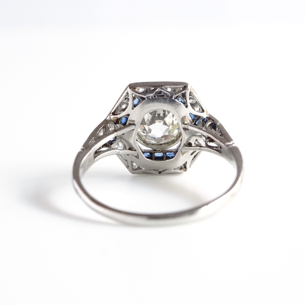 アンティークジュエリー リング ダイヤモンド サファイア アール・デコ アンティークリング