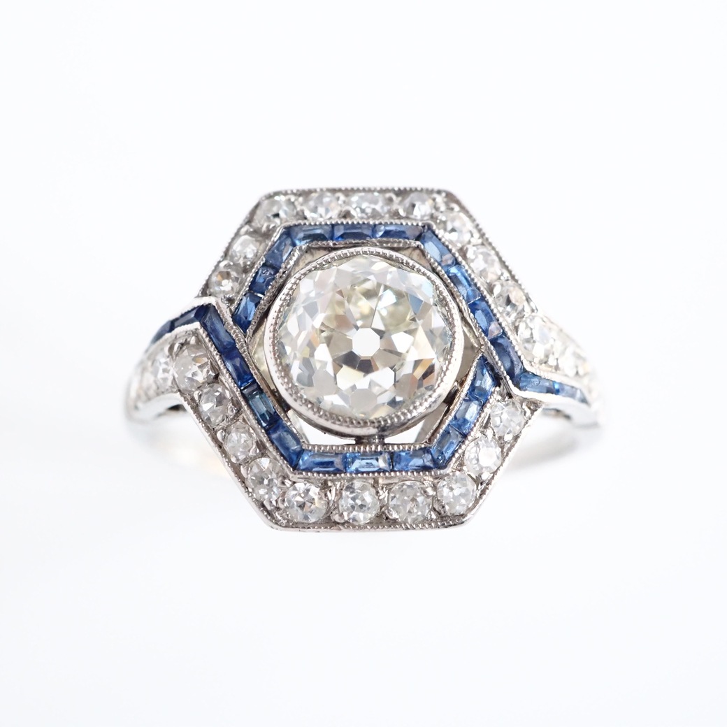 アンティークジュエリー リング ダイヤモンド サファイア アール・デコ アンティークリング