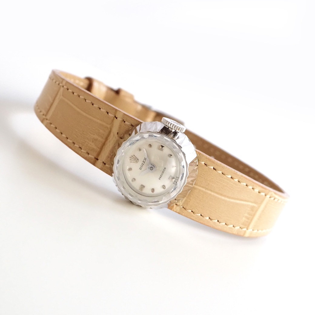 アンティークウォッチ ロレックス カメレオン カットガラス ラウンド ホワイトゴールドケース