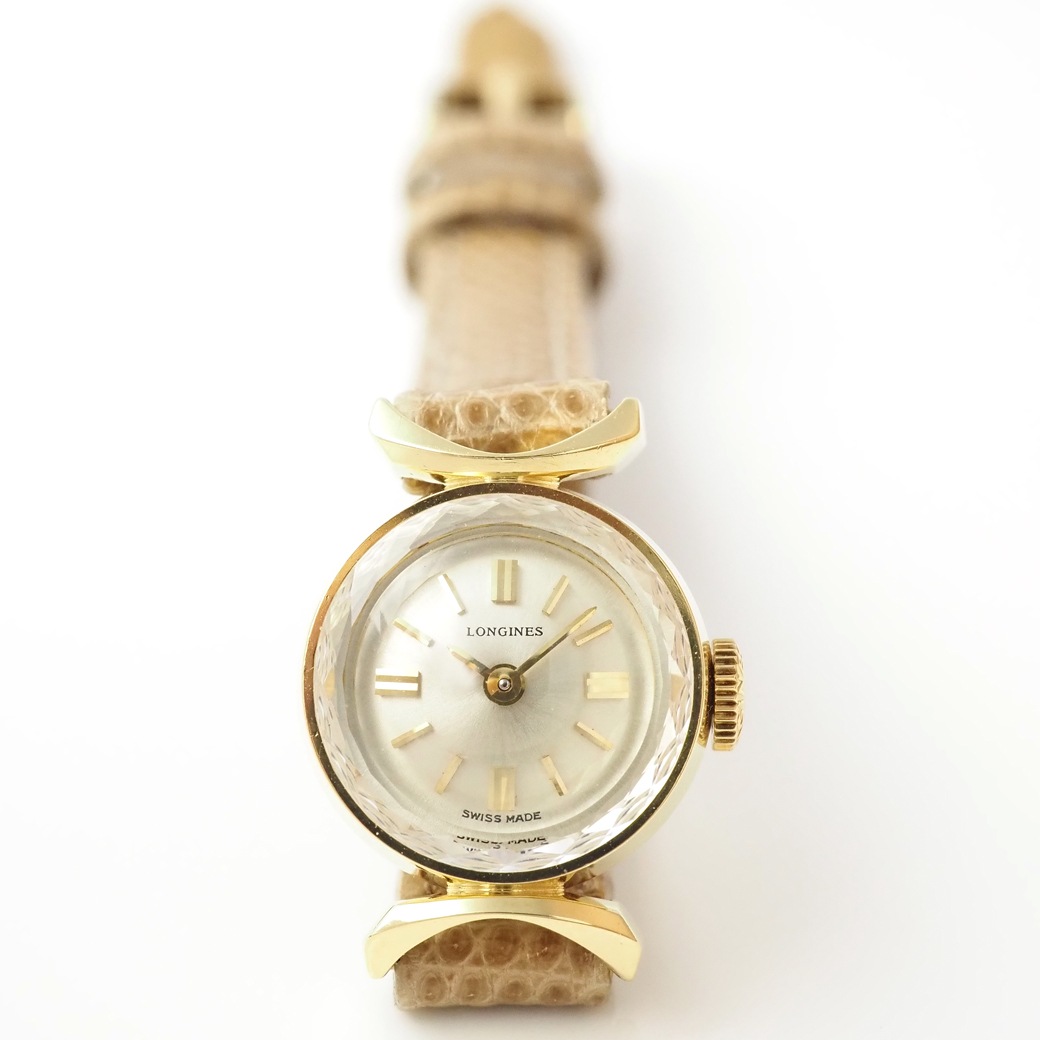 アンティークウォッチ ロンジン カットガラス ラウンドYGケース