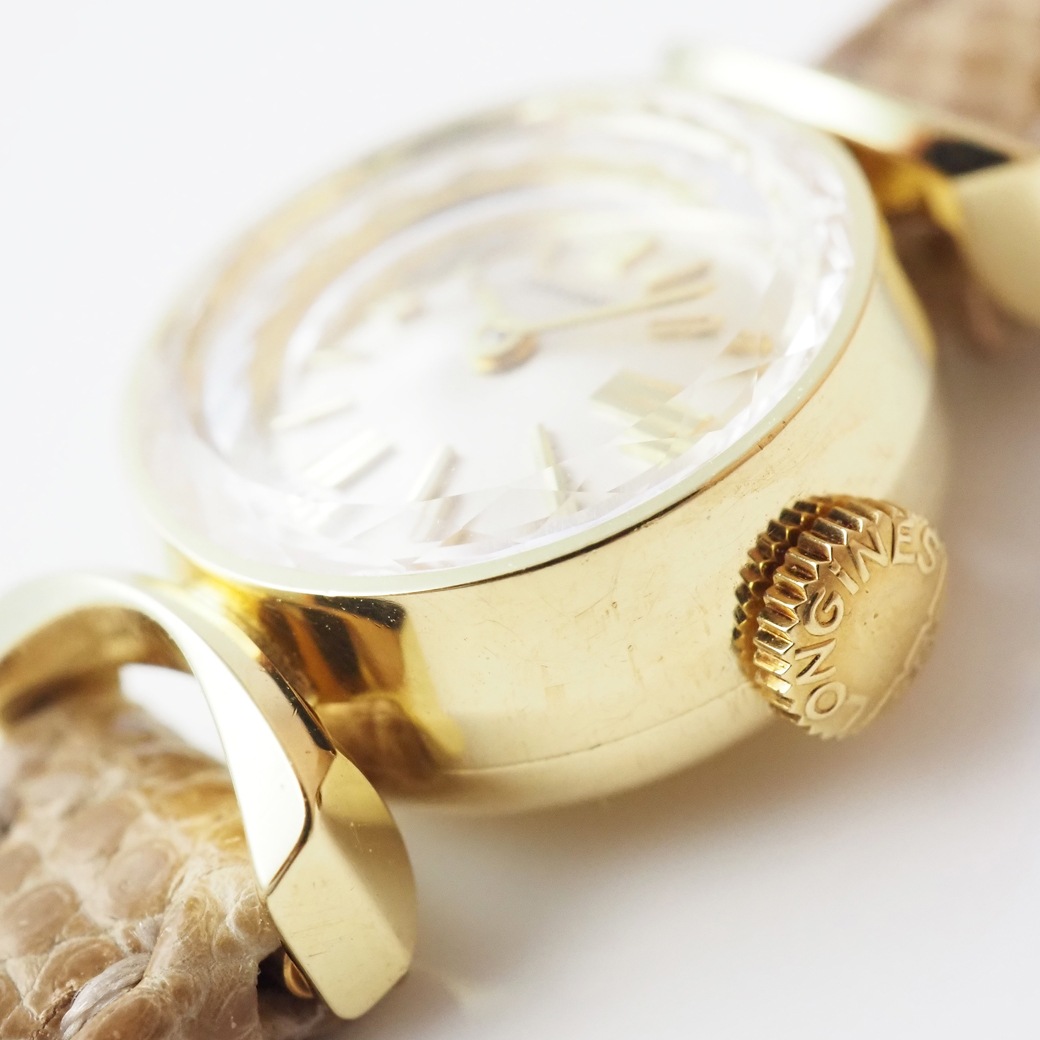 アンティークウォッチ ロンジン カットガラス ラウンドYGケース