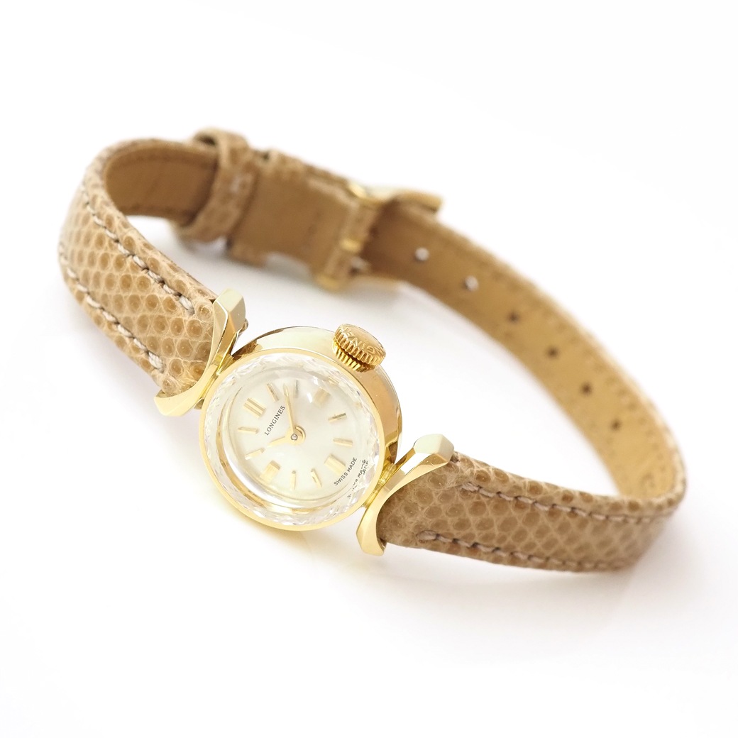 アンティークウォッチ ロンジン カットガラス ラウンドYGケース