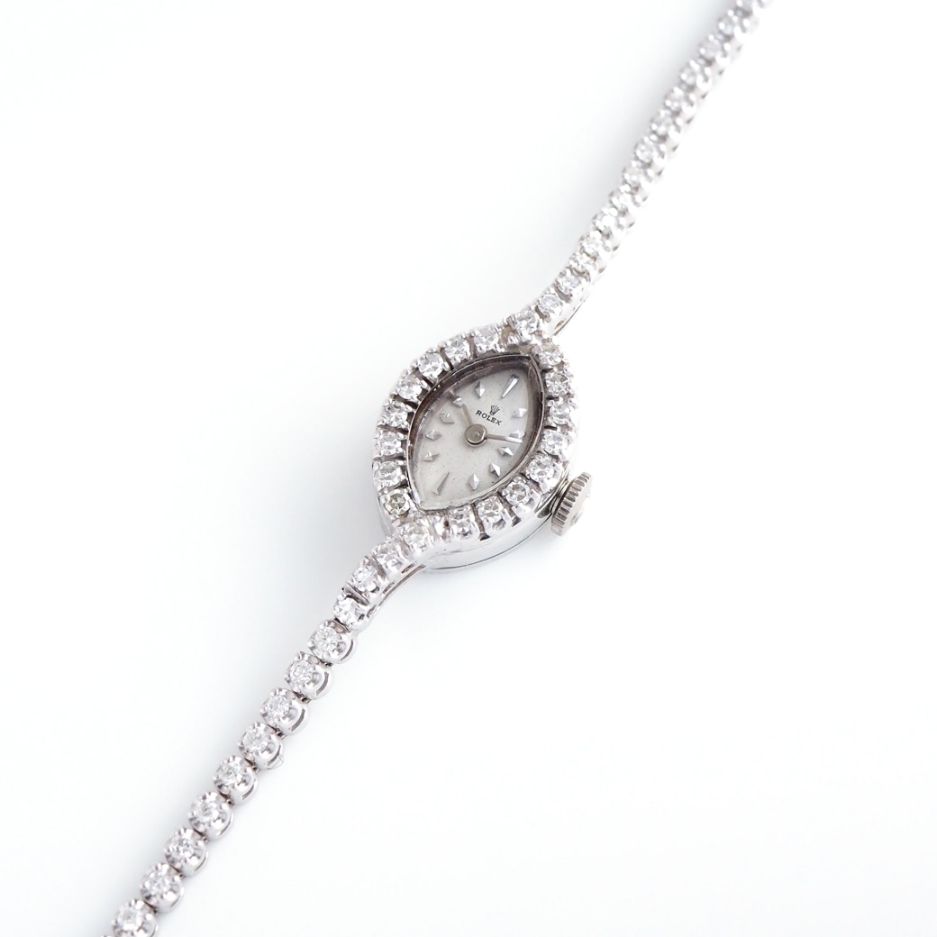 アンティークウォッチ ロレックス ダイヤモンドベゼル マーキス ホワイトゴールドケース ブレスレット