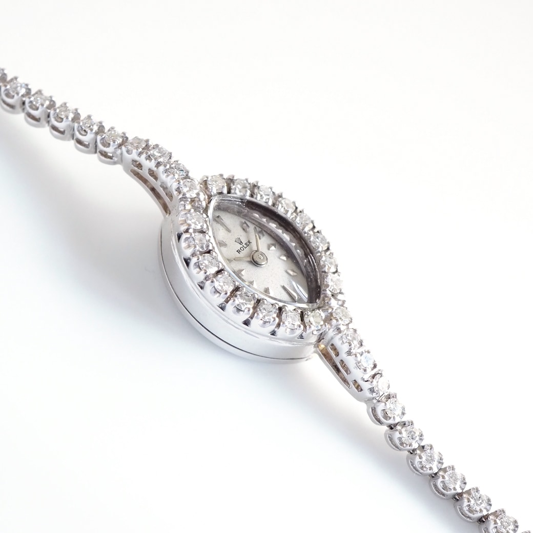 アンティークウォッチ ロレックス ダイヤモンドベゼル マーキス ホワイトゴールドケース ブレスレット