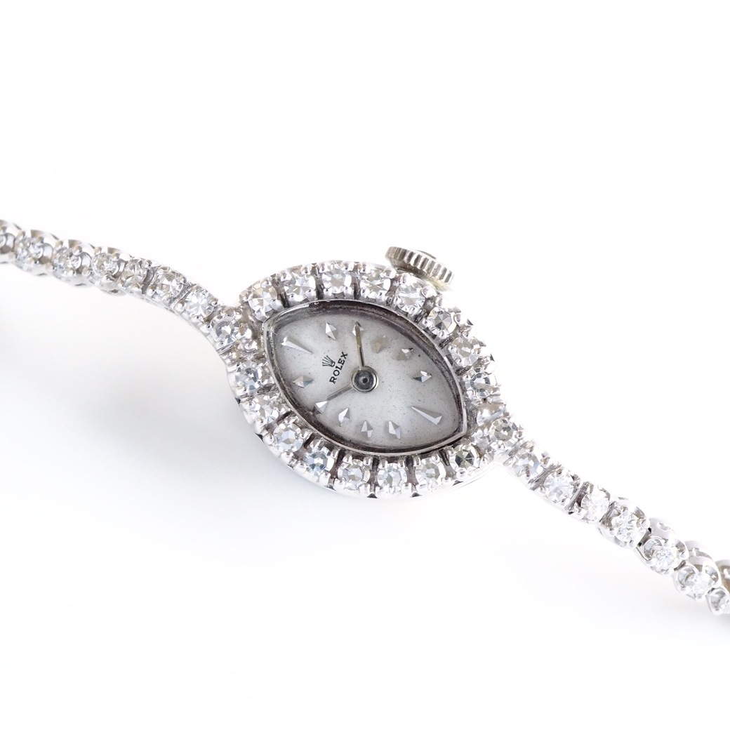 アンティークウォッチ ロレックス ダイヤモンドベゼル マーキス ホワイトゴールドケース ブレスレット