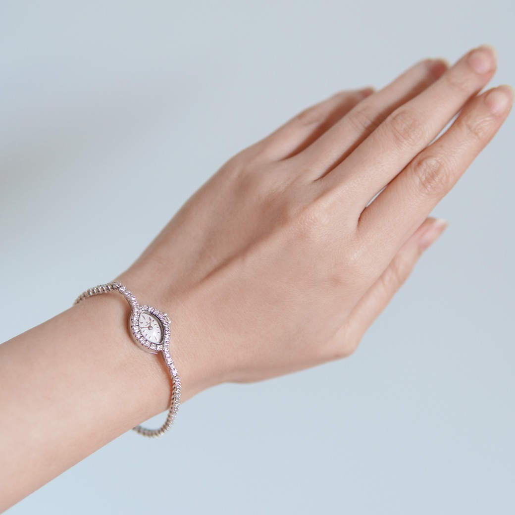 アンティークウォッチ ロレックス ダイヤモンドベゼル マーキス ホワイトゴールドケース ブレスレット