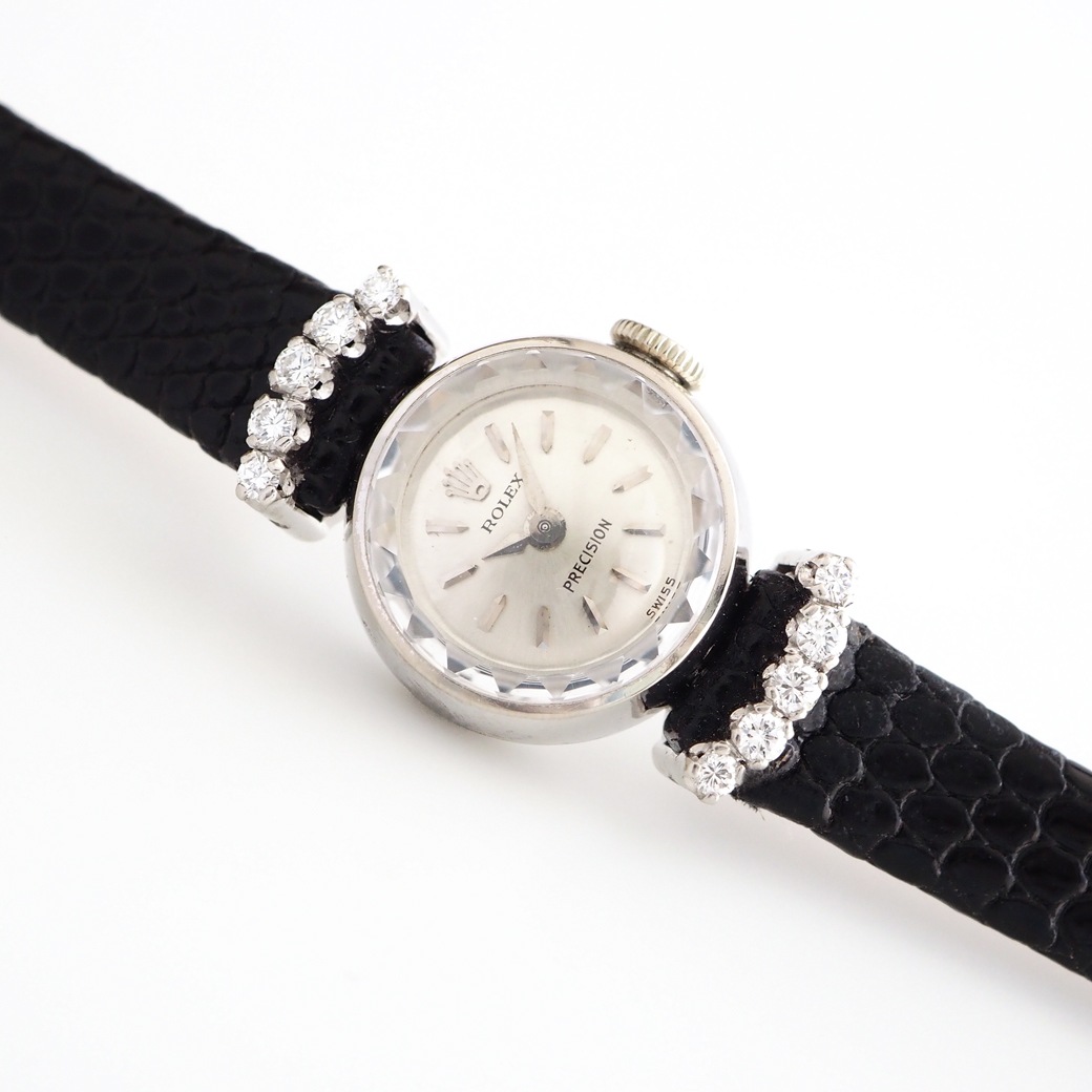 アンティークウォッチ ロレックス ダイヤモンド装飾 カットガラスラウンド ホワイトゴールケース