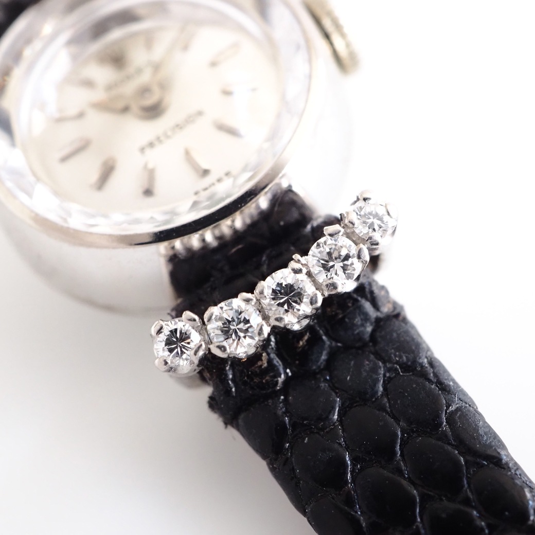 アンティークウォッチ ロレックス ダイヤモンド装飾 カットガラスラウンド ホワイトゴールケース