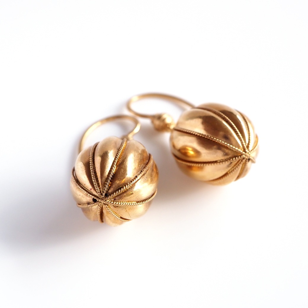 アンティークジュエリー イヤリング&ピアス ゴールドナッツ アンティークピアス