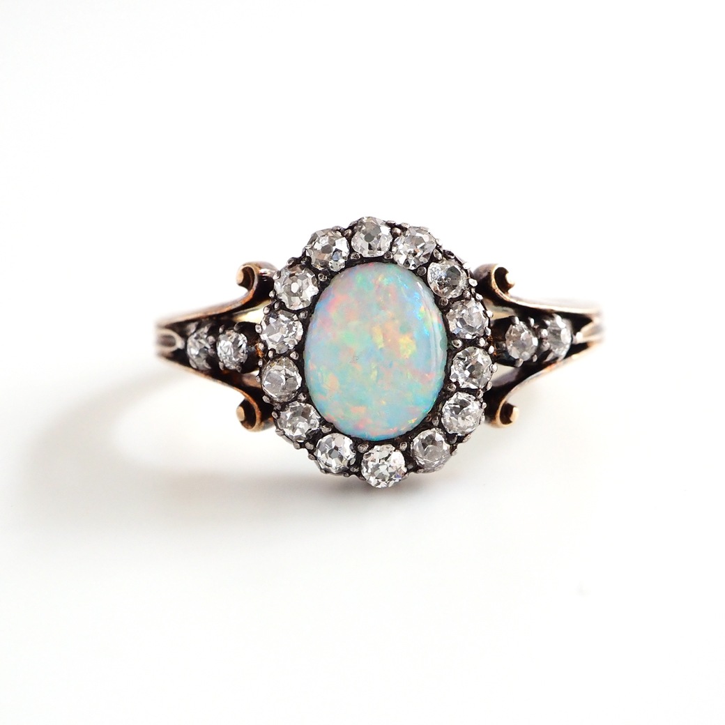 アンティークジュエリー リング オパールダイヤモンド アンティークリング