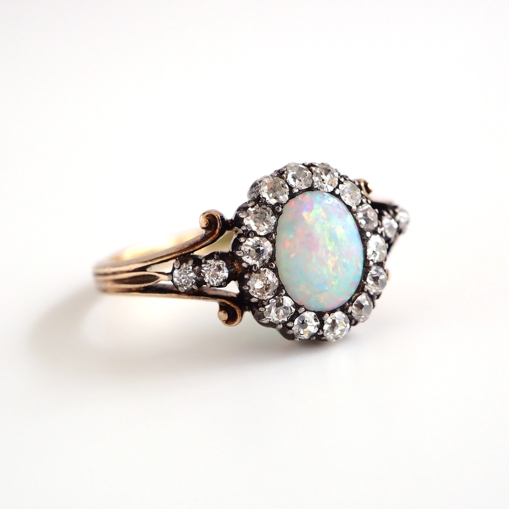 アンティークジュエリー リング オパールダイヤモンド アンティークリング