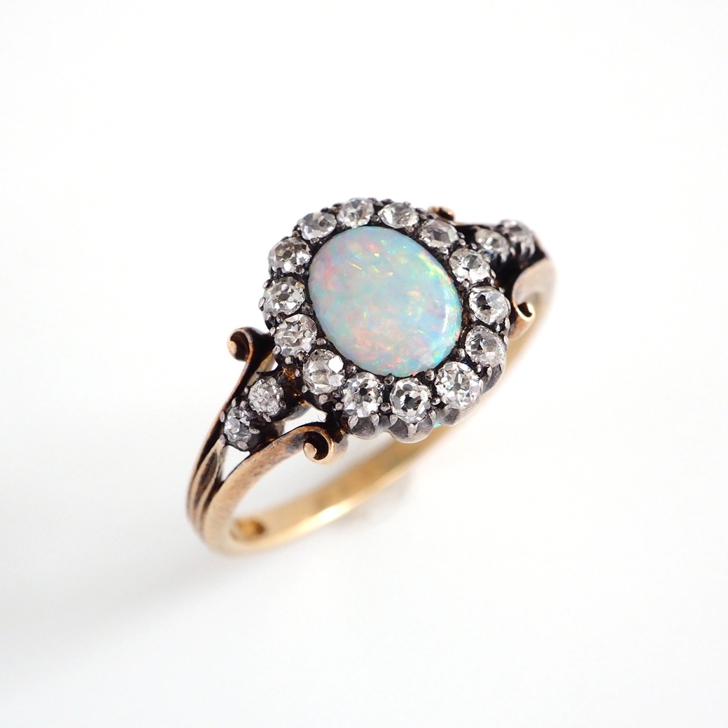 アンティークジュエリー リング オパールダイヤモンド アンティークリング
