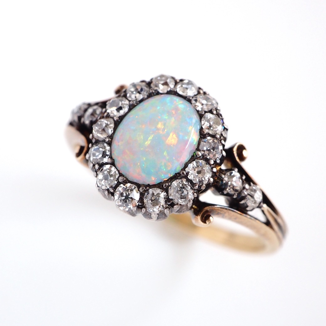 アンティークジュエリー リング オパールダイヤモンド アンティークリング