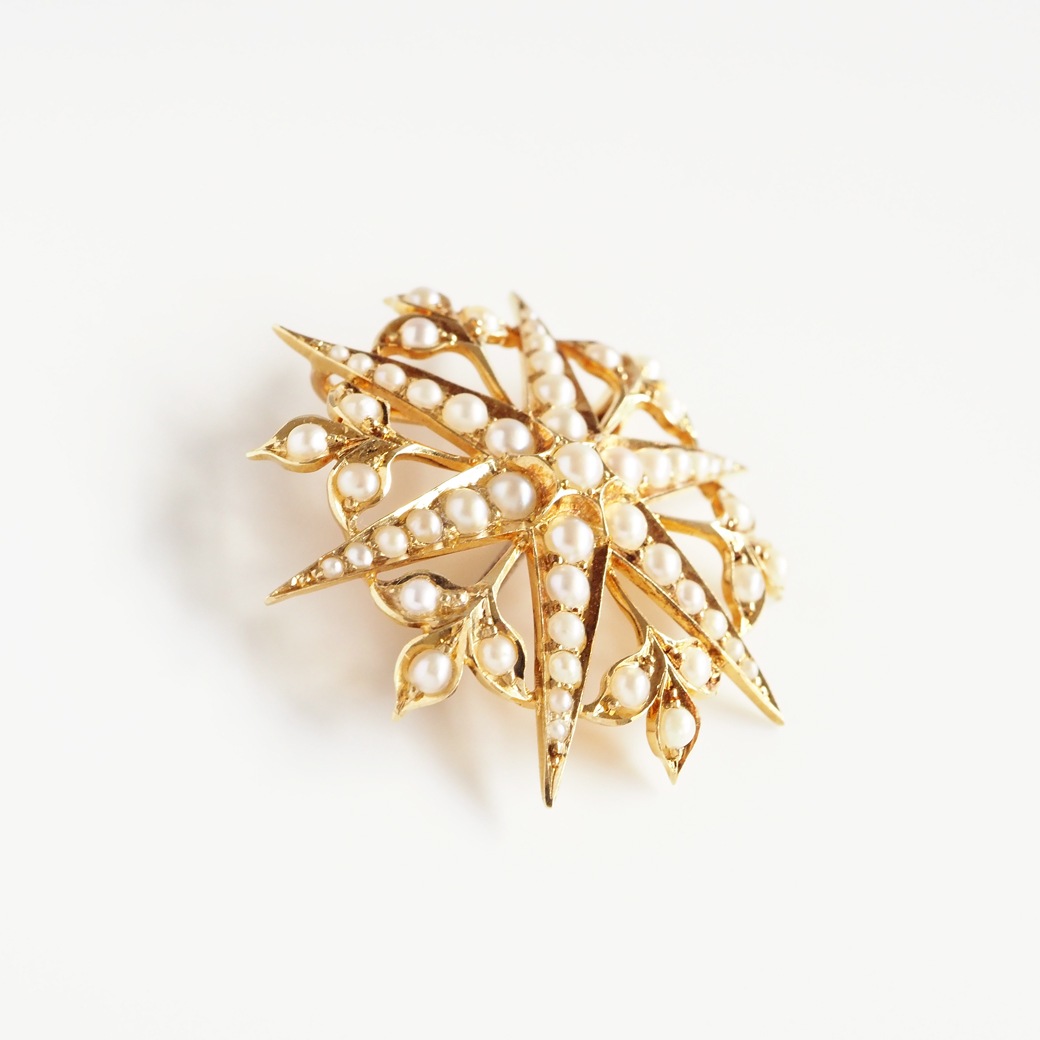 ヴィンテージ D’Orlan スターバーストブローチ 太陽 ストーン パール アンティークジュエリー アンティークブローチ スターバースト パール