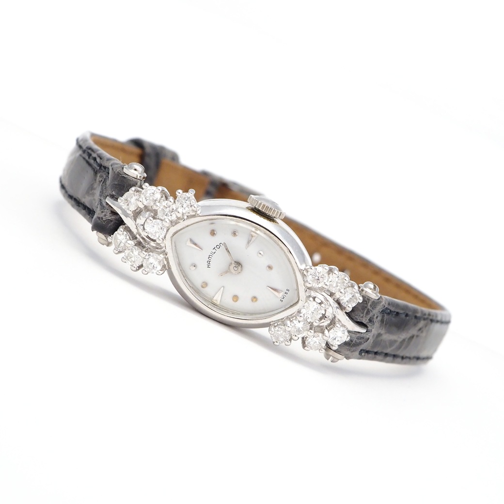 アンティークウォッチ ハミルトン ダイヤモンド装飾 マーキス ホワイトゴールドケース