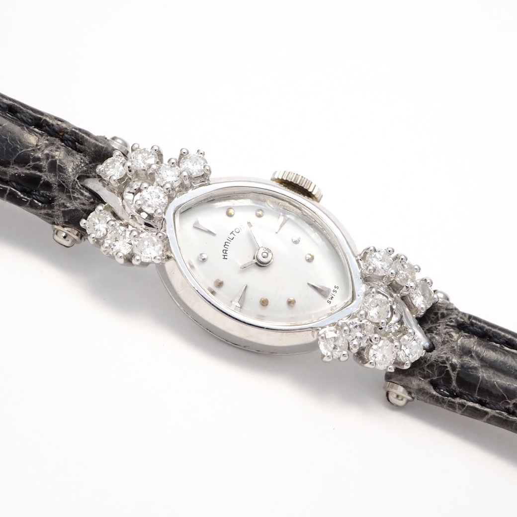 アンティークウォッチ ハミルトン ダイヤモンド装飾 マーキス ホワイトゴールドケース