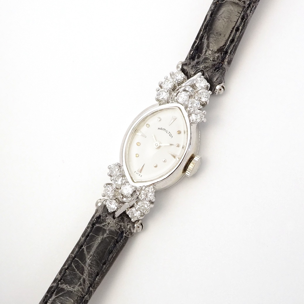 アンティークウォッチ ハミルトン ダイヤモンド装飾 マーキス ホワイトゴールドケース