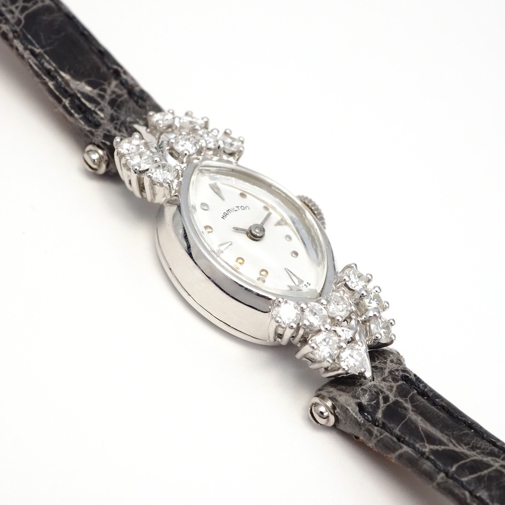 アンティークウォッチ ハミルトン ダイヤモンド装飾 マーキス ホワイトゴールドケース