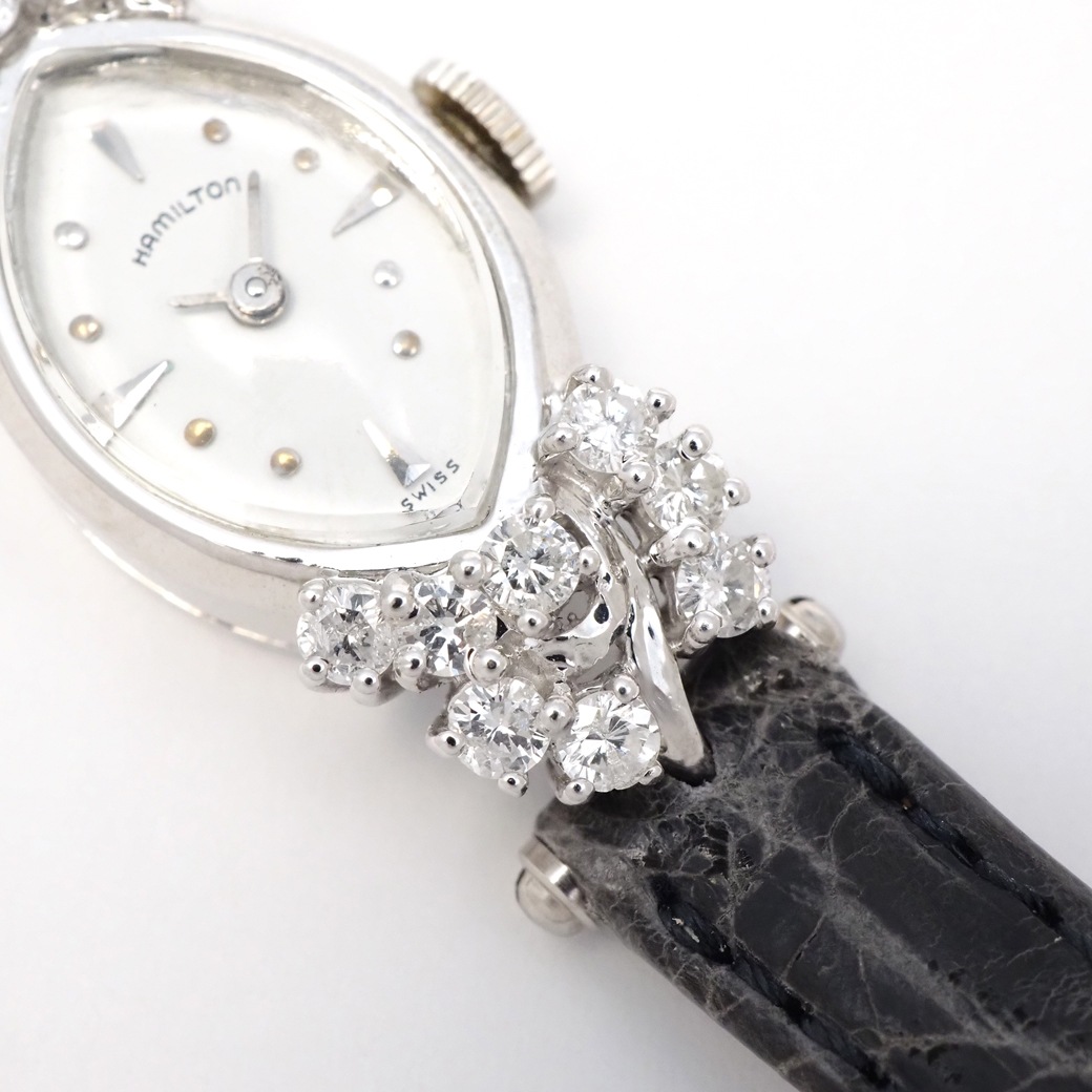 アンティークウォッチ ハミルトン ダイヤモンド装飾 マーキス ホワイトゴールドケース